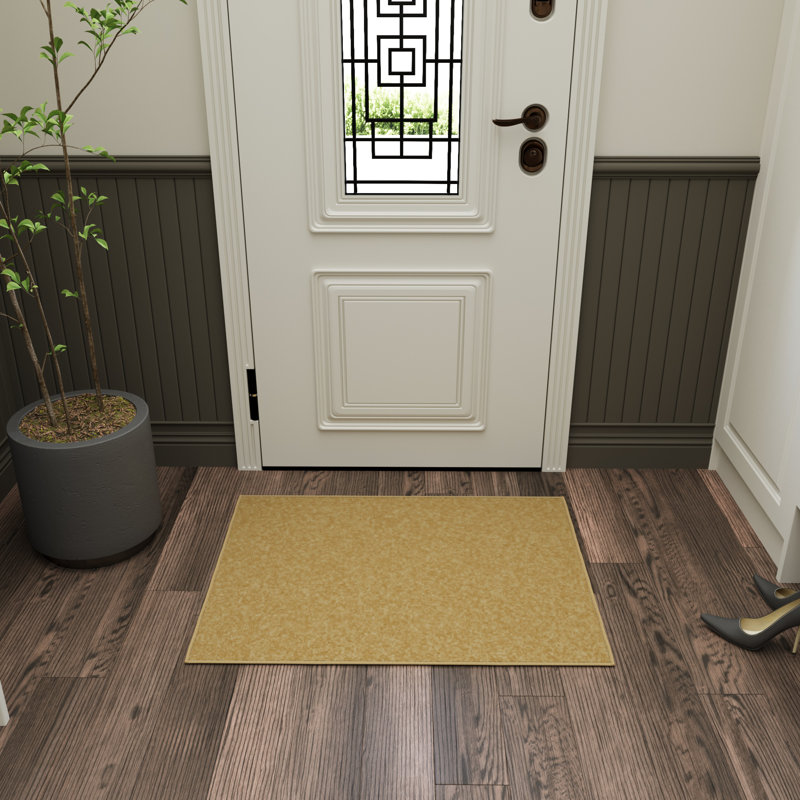 Ottohome Beige Entryway Mat, Rectangle 2'3" x 3', Beige