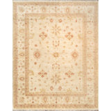 Hand Knotted Wool Oriental Area Rug in Ivory / Ivory