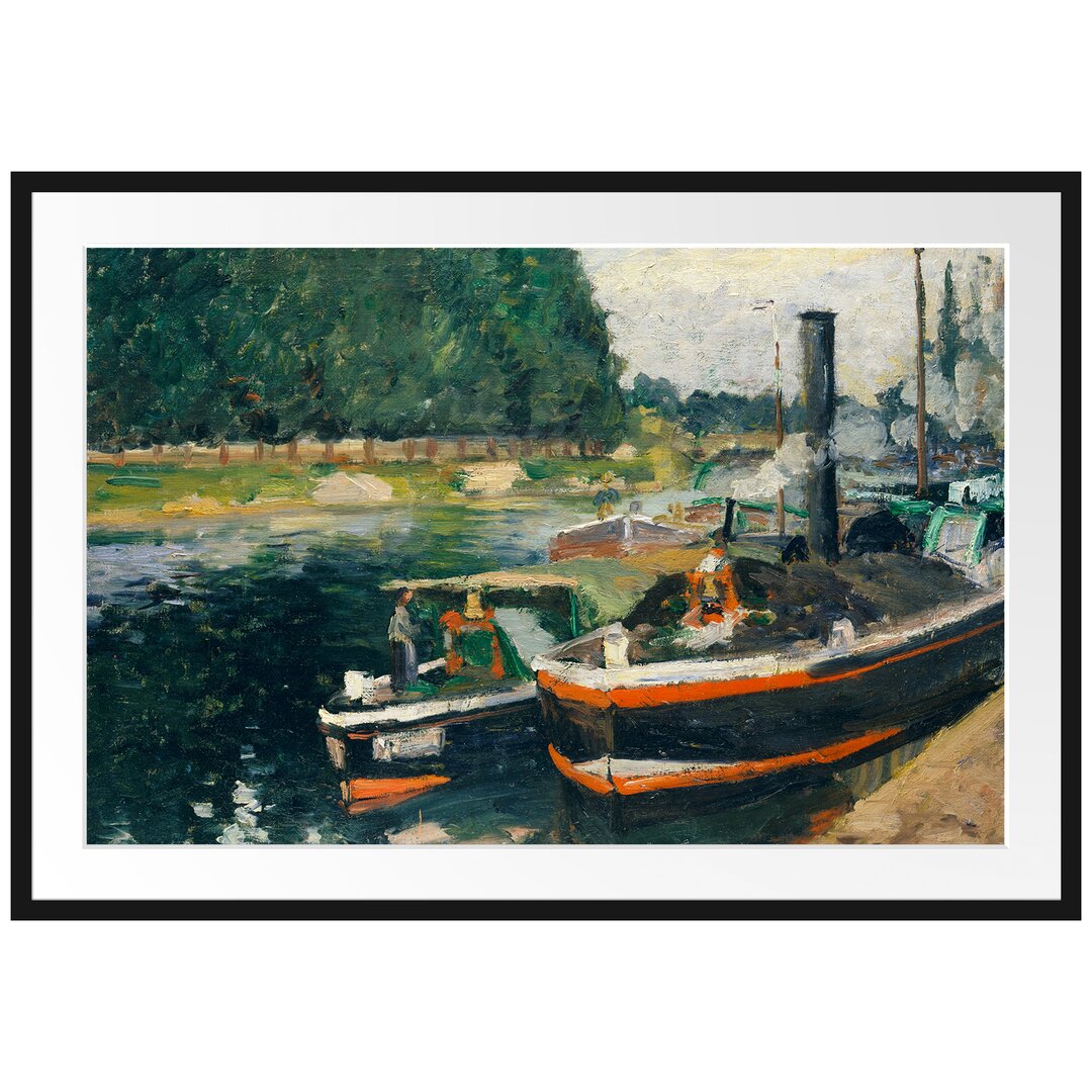 Gerahmter Kunstdruck Barges at Pontoise von Camille Pissarro