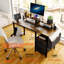 Bureau de 47 po avec prise de courant, 3 tiroirs, poche latérale, bureau d'étude facile à assembler, stabilité de la structure réversible pour le bureau personnel, le bureau d'ordinateur de l'entreprise, la table de jeu, la coiffeuse-370372664