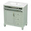 Meuble-lavabo autoportant de 76 cm avec lavabo, tiroir rabattable, 3 tiroirs et armoire de rangement, vert