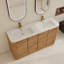 Ensemble meuble-lavabo double autoportant de 60 pouces avec lavabo en résine et tablettes ajustables