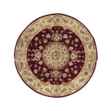 Hand-Knotted High-Quality Red and Beige Round Area Rug