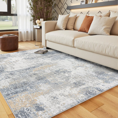 Elroy Modern Abstract Machine Washable Area Rug with Non-Slip Backing