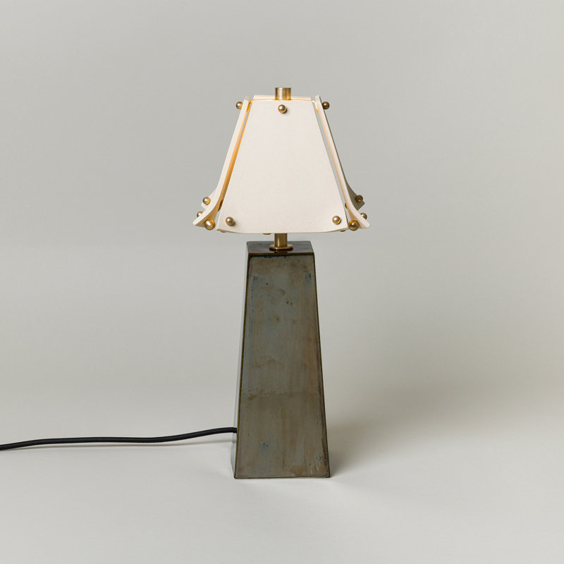 Osen Table Lamp, Obsidian, Bone, 18" H x 7.5" W x 7.5" D