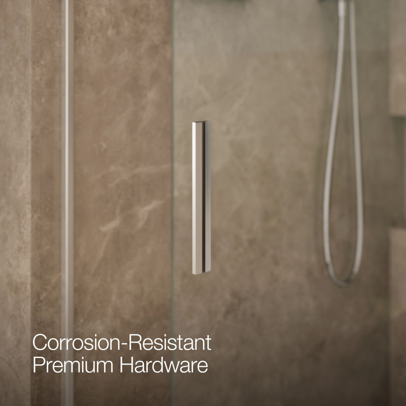 Levity 74" H x 59.63" W Bypass Shower Door with CleanCoat® Technology, Bright Silver, Crystal Clear