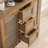 Rattan Buffet Sideboard with 3 Drawers - Boho Coffee Bar Cabinet with Adjustable Shelf, Modern Kitchen Accent Storage Credenza for Dining Room, Living Room & Entryway, Light Oak-868096053