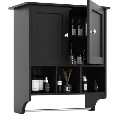 Armoires à pharmacie, armoire murale peu encombrante avec 2 portes et tablettes à serviettes réglables, armoire de rangement pour toilette, salle de bain, salon, cuisine