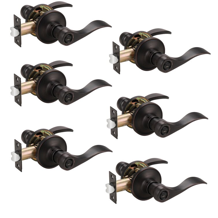 Black Door Handles Wave Style Levers, Entry Keyed/Privacy Lock