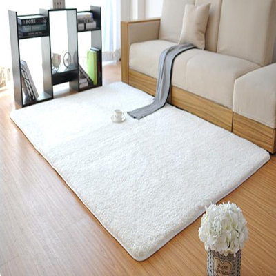 Plush Hall Carpet, 3.3 x 9.8 ft, White | 100% Polyester, 0.8 in Pile Height | Non-Slip Underside, Antibacterial & Anti-Allergenic | Machine Washable at 86°F | Perfect for Home Entryways & Living Rooms