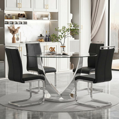Chaises de salle à manger en faux cuir Modern (ensemble de 4)