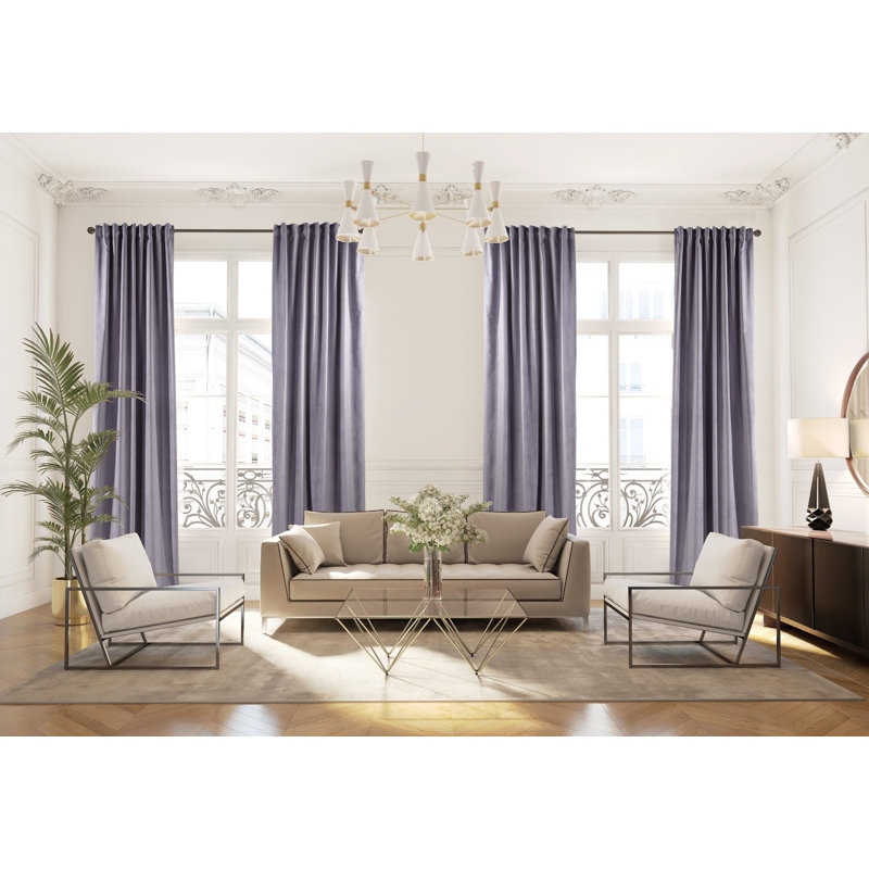 Rideau simple extra long et extra large en velours mat luxueux, 72 lavande, L 52 po x L 72 po