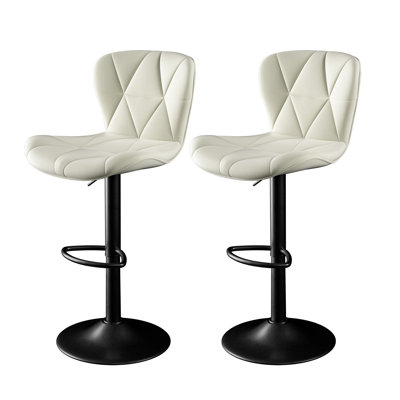 Adjustable Swivel Counter Height Bar Stools, Waterproof Faux Leather Stools with Metel Footrest,Set of 2