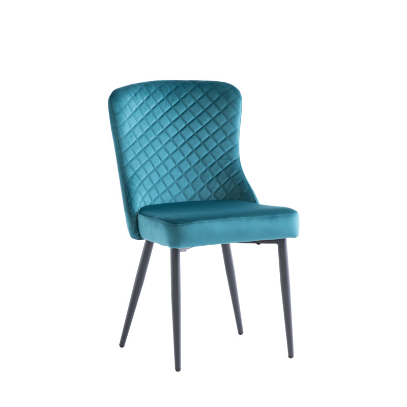 45cm H Velvet Upholstered Metal Side Chair, Peacock