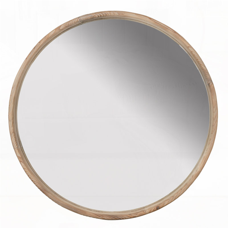 28" Round Wood Mirror