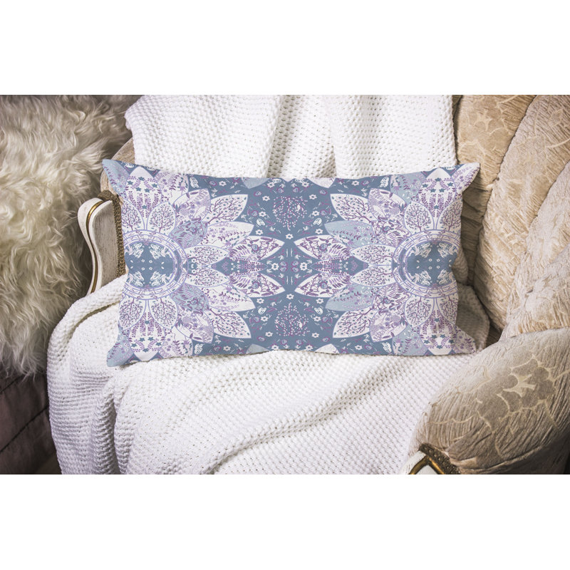 Floral Viceroy  Rectangular Throw Pillow, Gray/Purple
