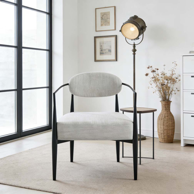 Fauteuil d'appoint moderne rembourré, Beige, noir