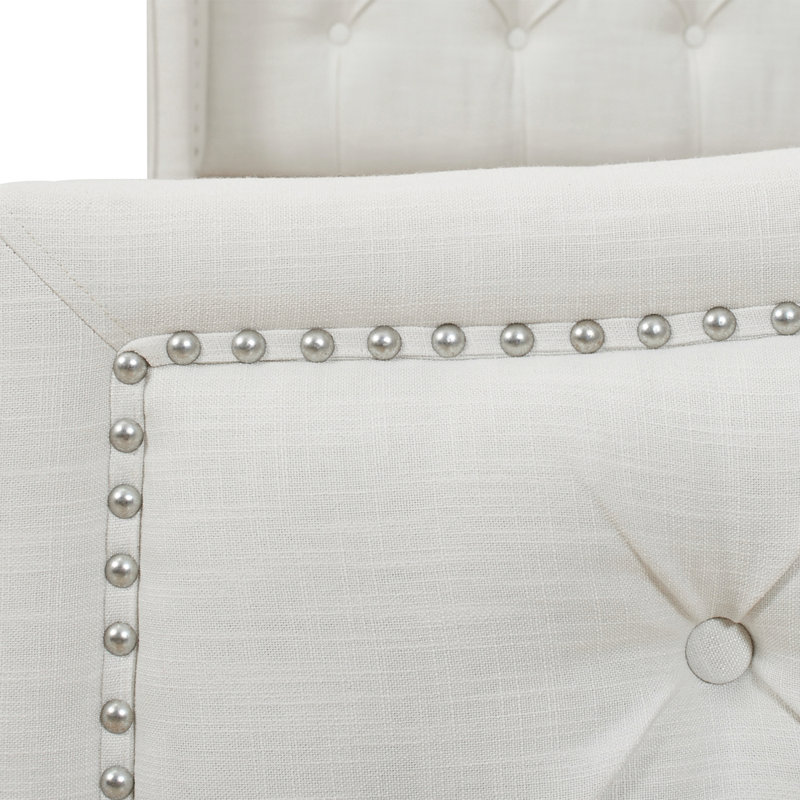 Coleman Upholstered Wingback Bed, Antique White Velvet, King
