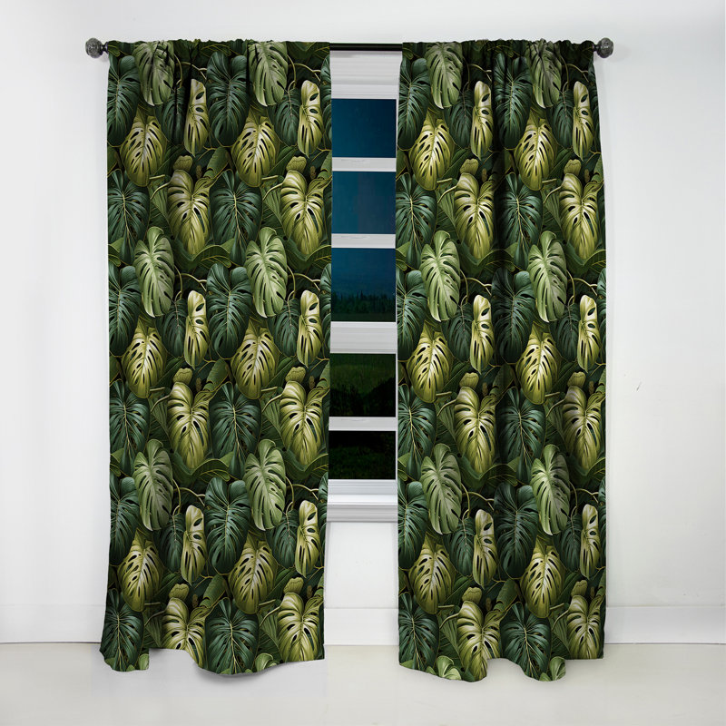 Monstera Mirage - motif tropical - rideau floral - rideau occultant floral - 1 panneau, L 52 po x L 95 po
