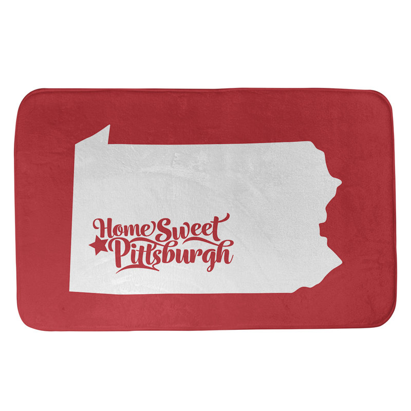 Tapis pour salle de bain pittsburgh pennsylvanie, l 17 po x L 21 po, Rouge