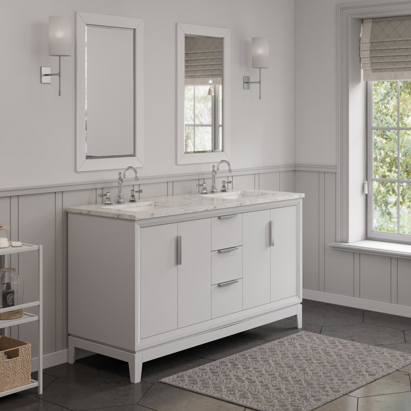 Meuble-lavabo de comptoir en marbre blanc 60 "Elizabeth de Elizabeth avec robinet Elizabeth, Crochet, Blanc pur