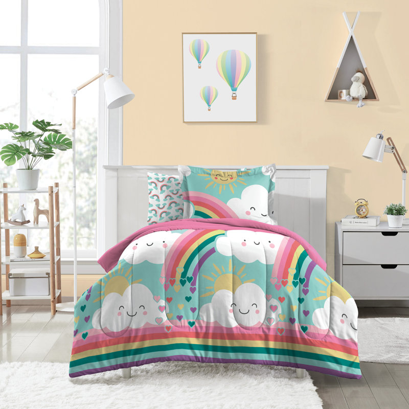 Twin Pink Microfiber Reversible Kids Bed in a Bag Set