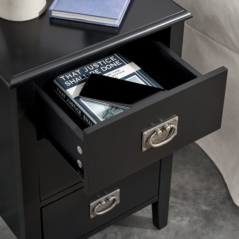 Miramontes 11.8'' W Nightstand, Black, Set of 2