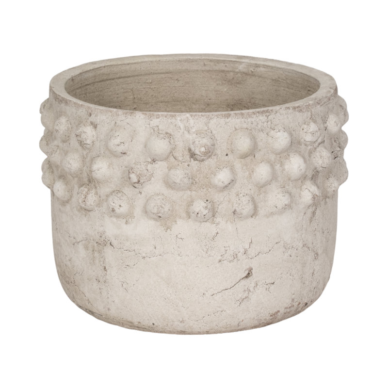 Planter Pottery Terracotta Raised-Dot Textured Rim Sculpted Detailing Handcrafted Design Rustic Decorative Accent Planter Pot Ideal for Indoor Outdoor Decor and Botanical Display Spaces