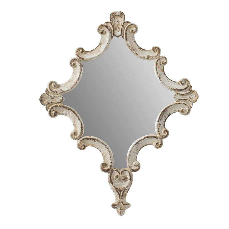 Miroir artistique 30 po x 23,5 po à losanges blancs, miroir décoratif pour le salon, l'entrée, la chambre à coucher, le bureau