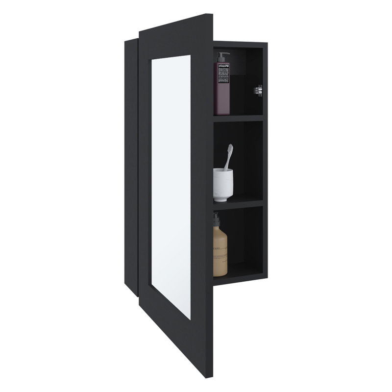 Solution de rangement pour salle de bain et cuisine - Armoire étroite noire H 25,7 po x l 15,7 po avec trois tablettes intérieures pour une utilisation pratique