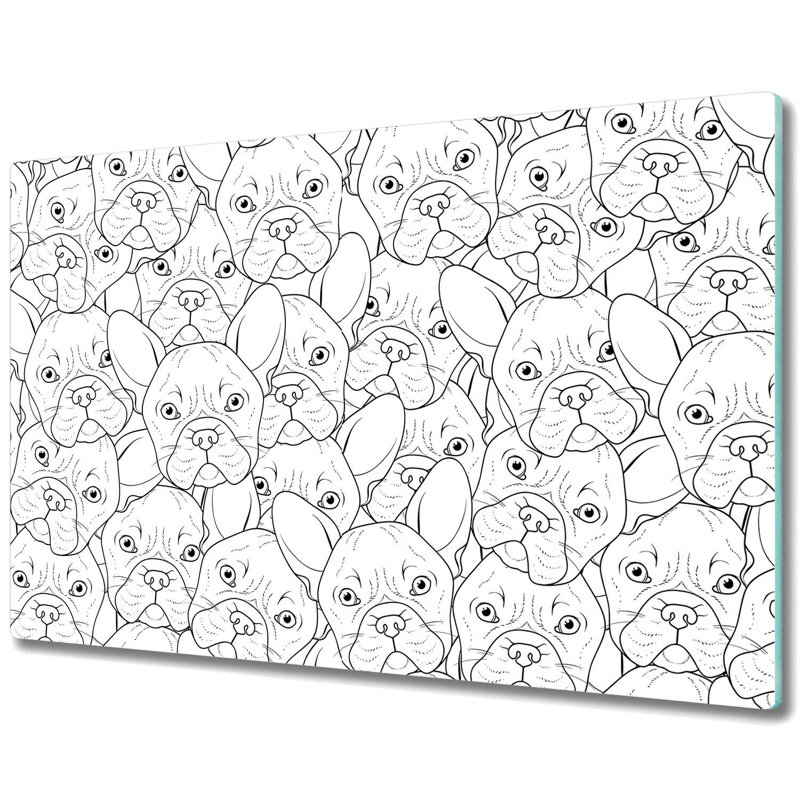 Azocar Tempered Glass Bulldogs Chopping Board, 52cm x 80cm