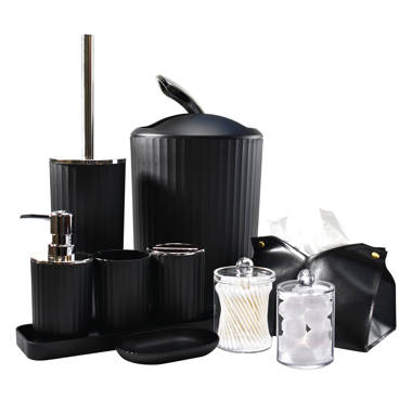 iDesign Cade 4-Piece Bathroom Accessory Set Matte Black