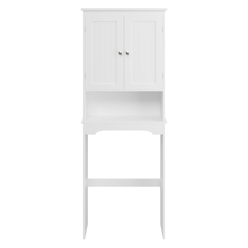 Over Toilet Space Saver, Bathroom White Shelf With Adjustable Wooden Panel Storage, Shelf, Wood Cabinet Movable