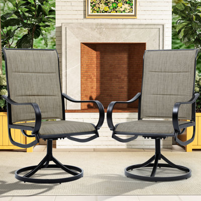 Kindsay High Back Upholstery Swivel Patio Dining Armchair