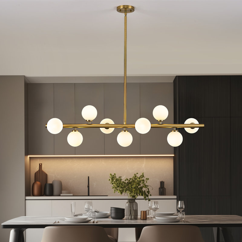 Faustena 9 - Light Dimmable Sputnik Modern Linear Chandelier, Gold, White