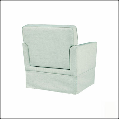 Fauteuil d'appoint intemporel avec housse amovible, avec accoudoirs classiques et base à jupe, idéal pour une assise élégante et confortable.
