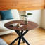 "Mid-century Modern 42,1" Table de salle à manger piédestal pour 4-6 avec plateau rond en MDF et pieds croisés - Finition bois