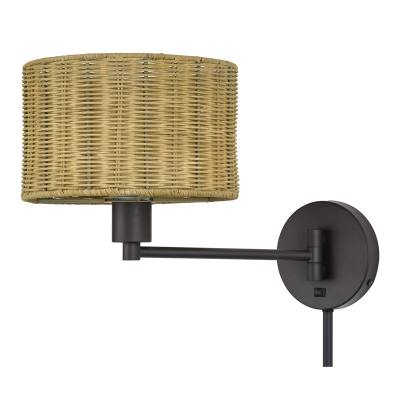 Adabella 1 Light Bronze Swing Arm Wall Lamp, Tan, Bronze