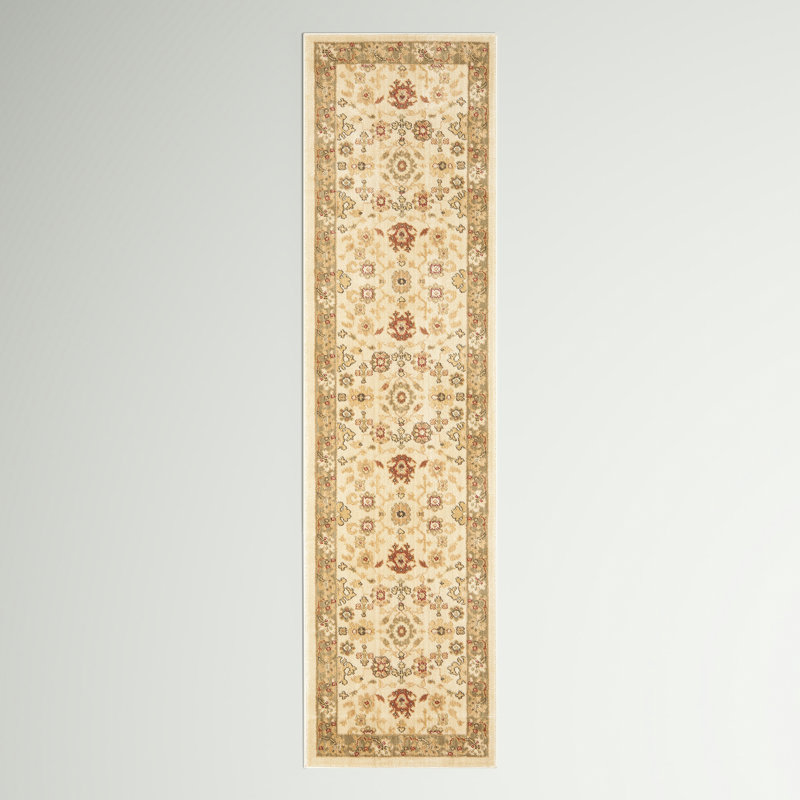 Tapis oriental crème / vert Christensen, Tapis de couloir 2 pi 3 po x 8 pi
