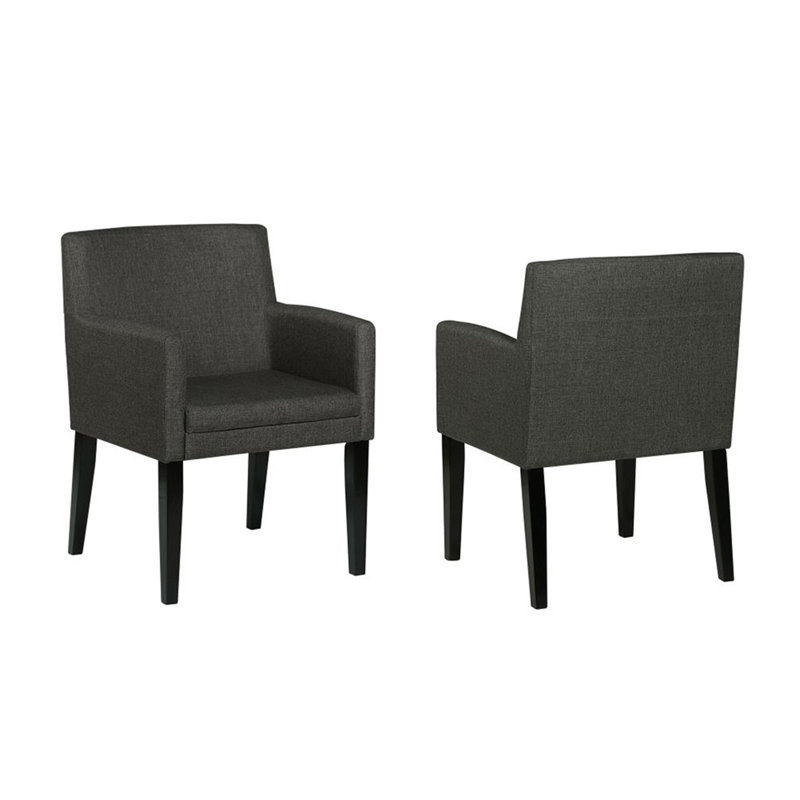 Ensemble de 2 fauteuils de salle à manger rembourrés en tissu d'inspiration Mid-Century avec accoudoirs rembourrés pour plus de confort et de style