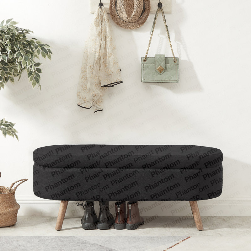 Banc de rangement avec repose-pieds ovale Luxury, Noir