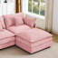 Canapé modulaire modulaire, ensemble de canapé en forme de L de 102 po pour le salon, canapé à 3 places confortable avec repose-pieds mobile, combinaison de bricolage, chenille, rose-129888119