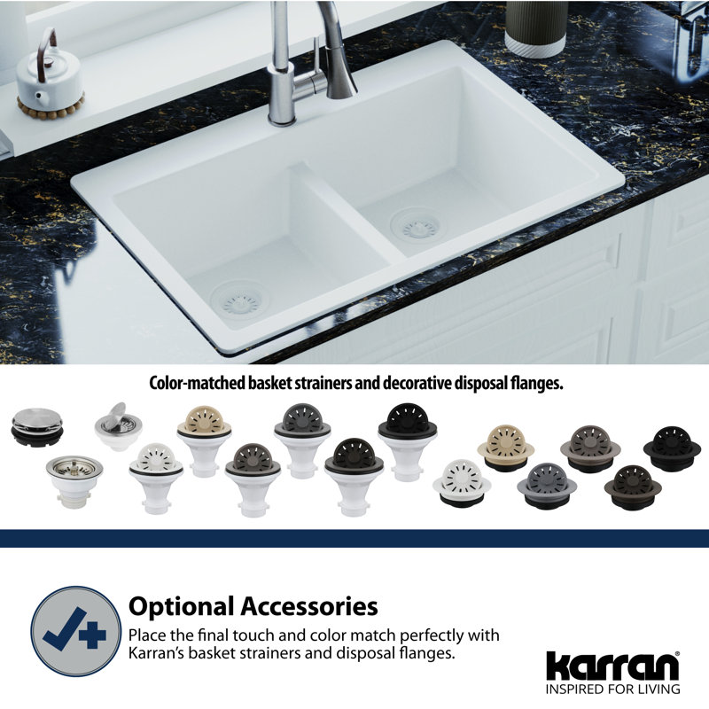Karran 3-1/2 In. Kitchen Sink Basket Strainer, Concrete