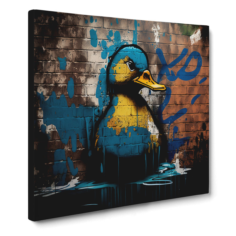 Duck Graffiti Art - Wrapped Canvas, 35cm H x 35cm W x 3cm D