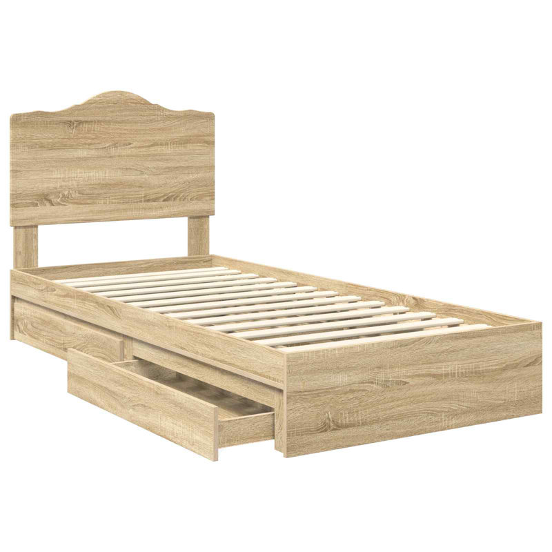 Bed, European Single (90 x 200 cm), Sonoma Oak
