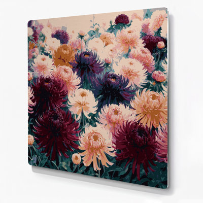 «Botanical Chrysanthemums», art mural en métal brun