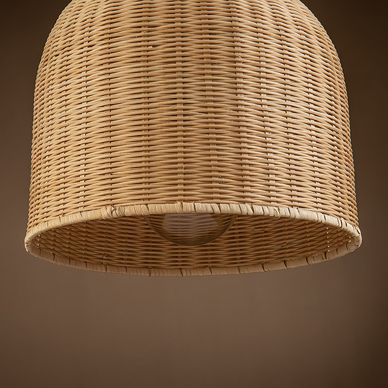 Alldredge 1 - Light  Natural Rattan Kitchen Pendant Light Handmade Coastal Dome Shade Hanging Light, Natural 
