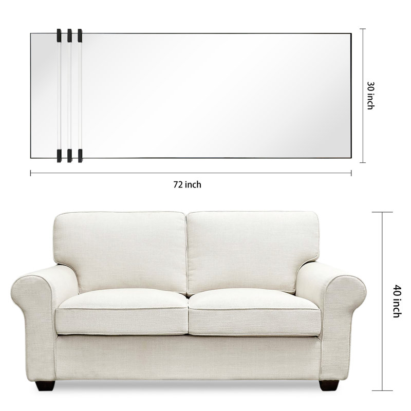 Acrylic Accent Rectangular Mirror Featuring Three Clear Acrylic Accent Rails on a Black Iron Frame