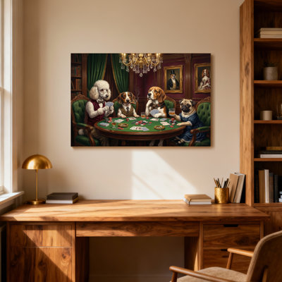 Animals Dogs Playing Poker In Elegant Room