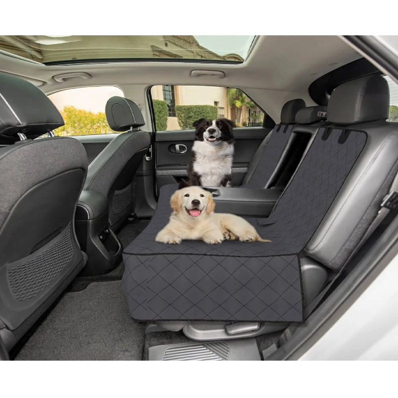 Heavy Duty Breathable Rear Dog Car Seat Cover, Universal Washable Waterproof Back Seat Protector, Charcoal Grey